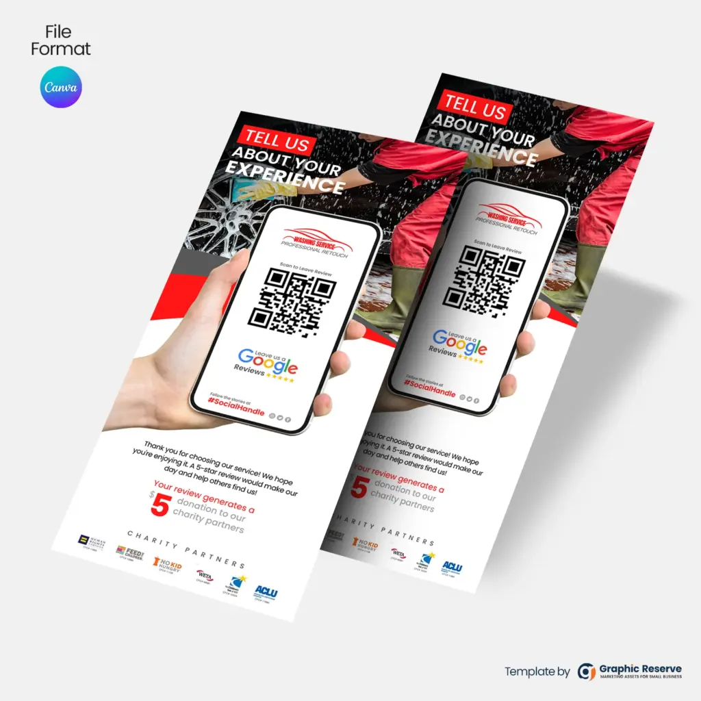 Car Washing Google Review Request Rack Card Flyer Canva Template – Canva template