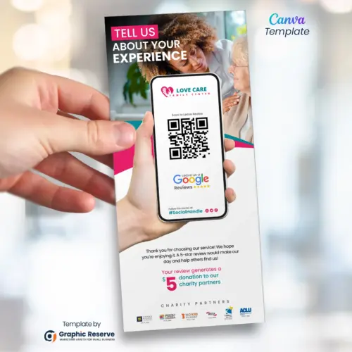 Senior Home Care/Caregiver Google Review Request Flyer & Rack Card Template