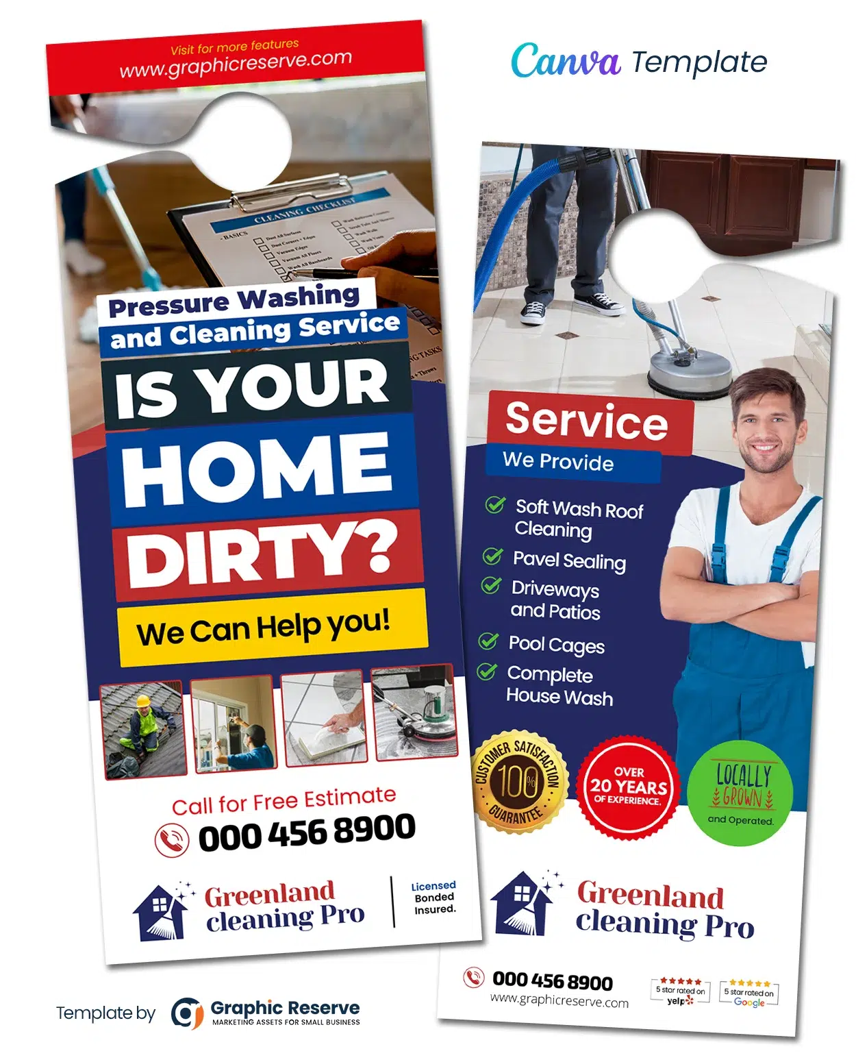 Cleaning Service Door Hanger Design Canva Template