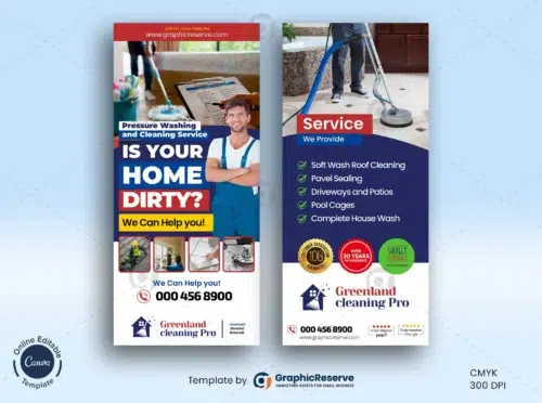 Cleaning Service Rack Card Flyer Canva Template