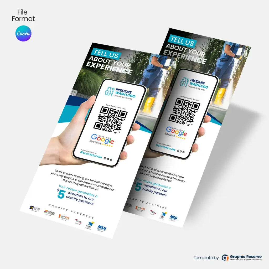 Exterior Cleaning Service Google Review Request Rack Card Flyer Canva Template – Canva template