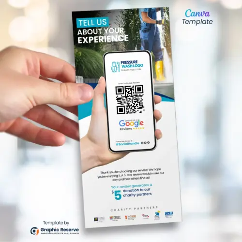 Exterior Cleaning Service Google Review Request Rack Card Flyer Canva Template