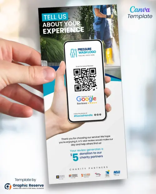 Exterior Cleaning Service Google Review Request Rack Card Flyer Canva Template