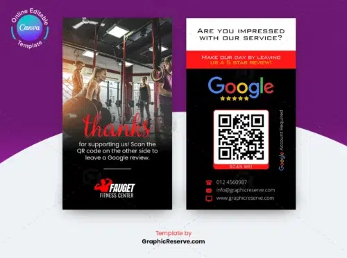 Gym Fitness Google Review Request Business Card (2)