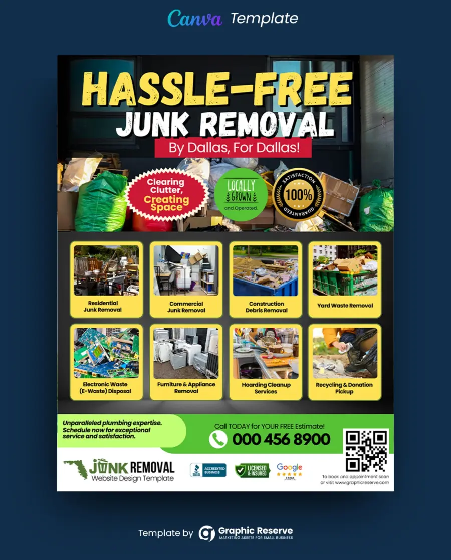 Junk Removal Flyer Template Featuring Junk Hauling Services