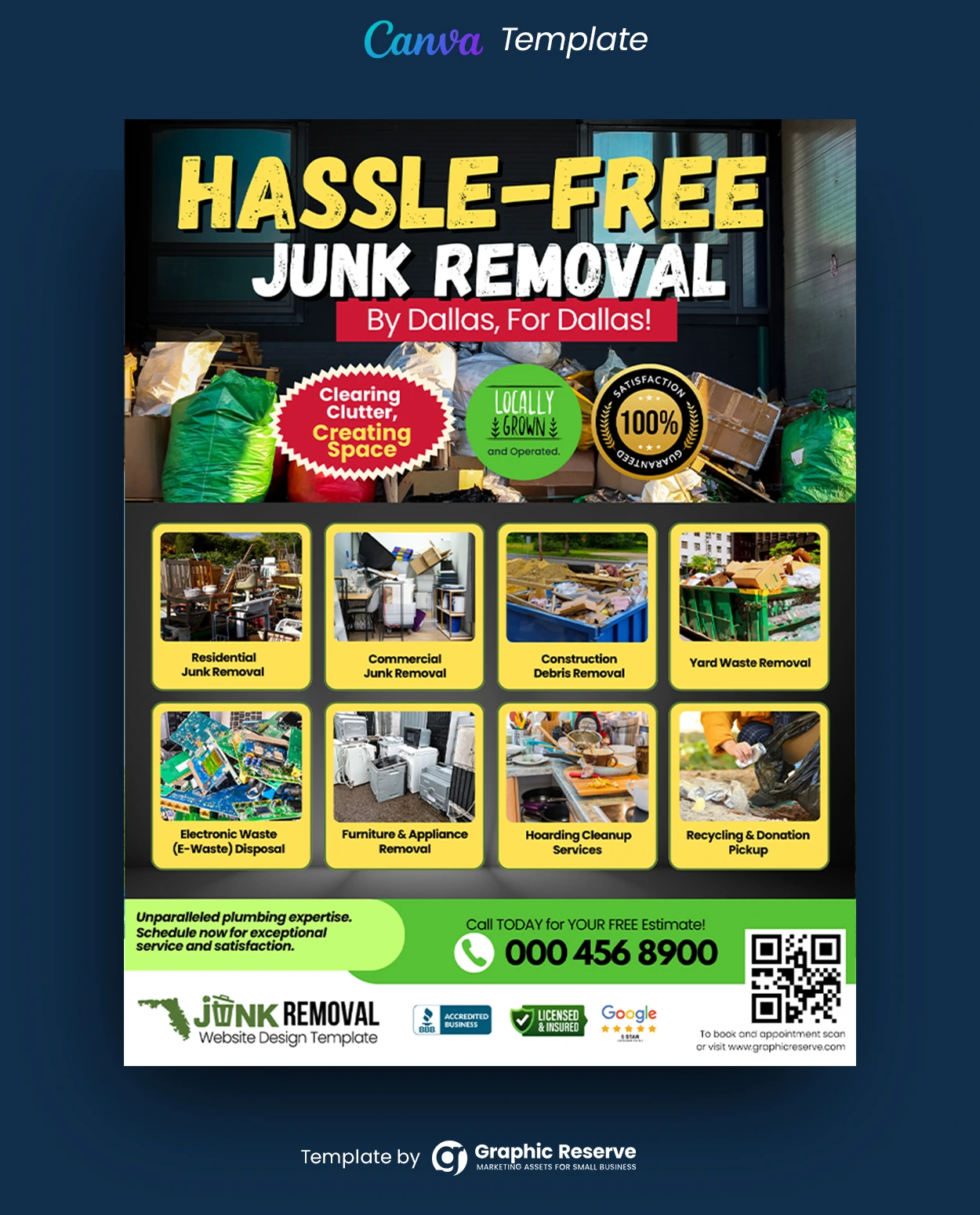 Junk Removal Flyer Template Featuring Junk Hauling Services