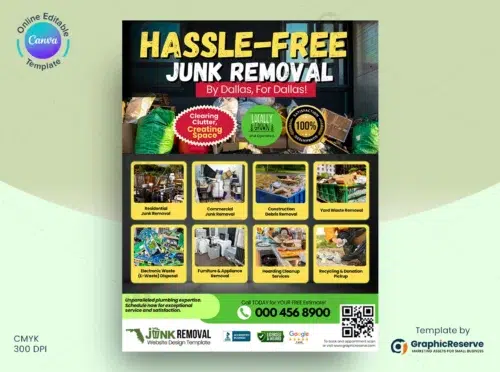 Junk Removal Flyer Template Featuring Junk Hauling Services