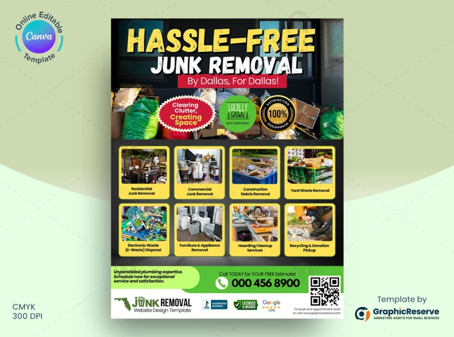 Junk Removal Flyer Template Featuring Junk Hauling Services