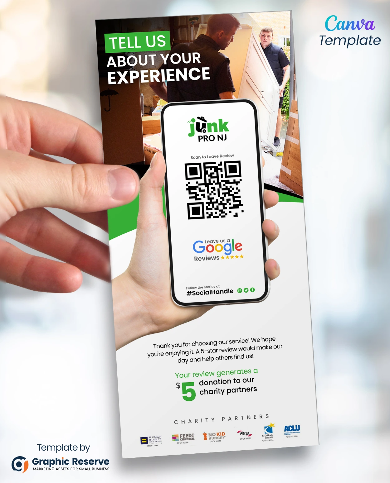 Junk Removal Service Google Review Request Flyer & Rack Card Template | Canva Design