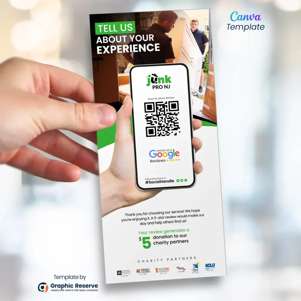 Junk removal review request flyer design template