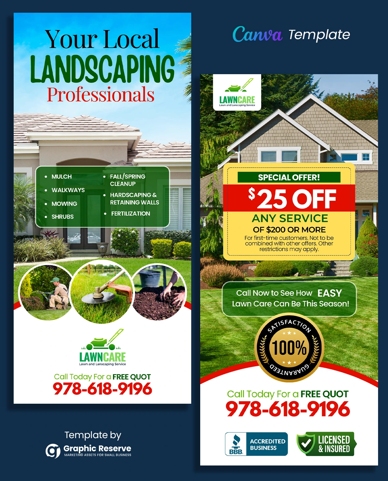 Lawn Care Advertising Rack Card Flyer Design Canva Template For Landscapers