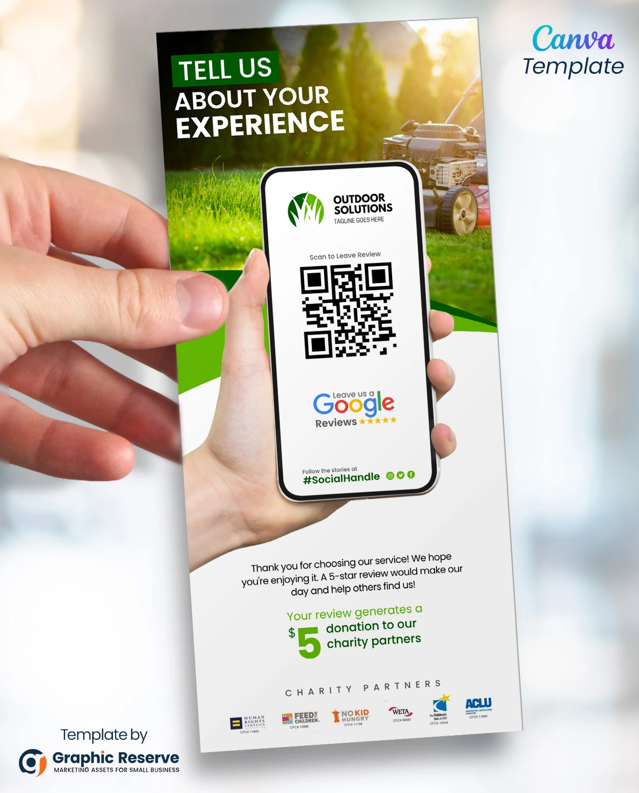 Lawn Care Service Google Review Request Flyer & Rack Card Template | Canva Design