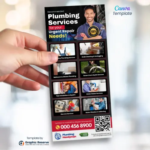 Plumbing Marketing Rack Card Flyer Design Canva Template