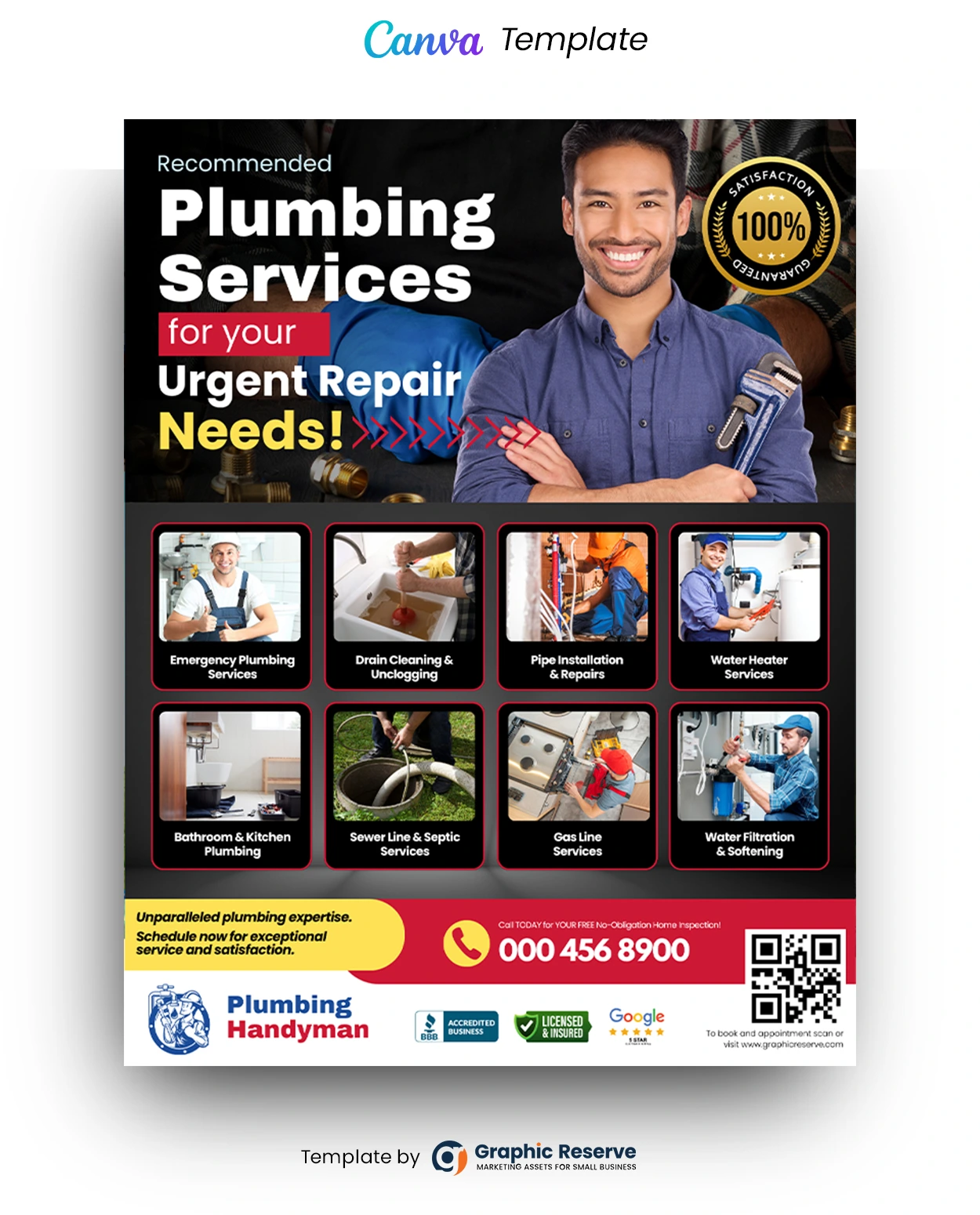 Plumbing Service Advertising Flyer Design Canva Template