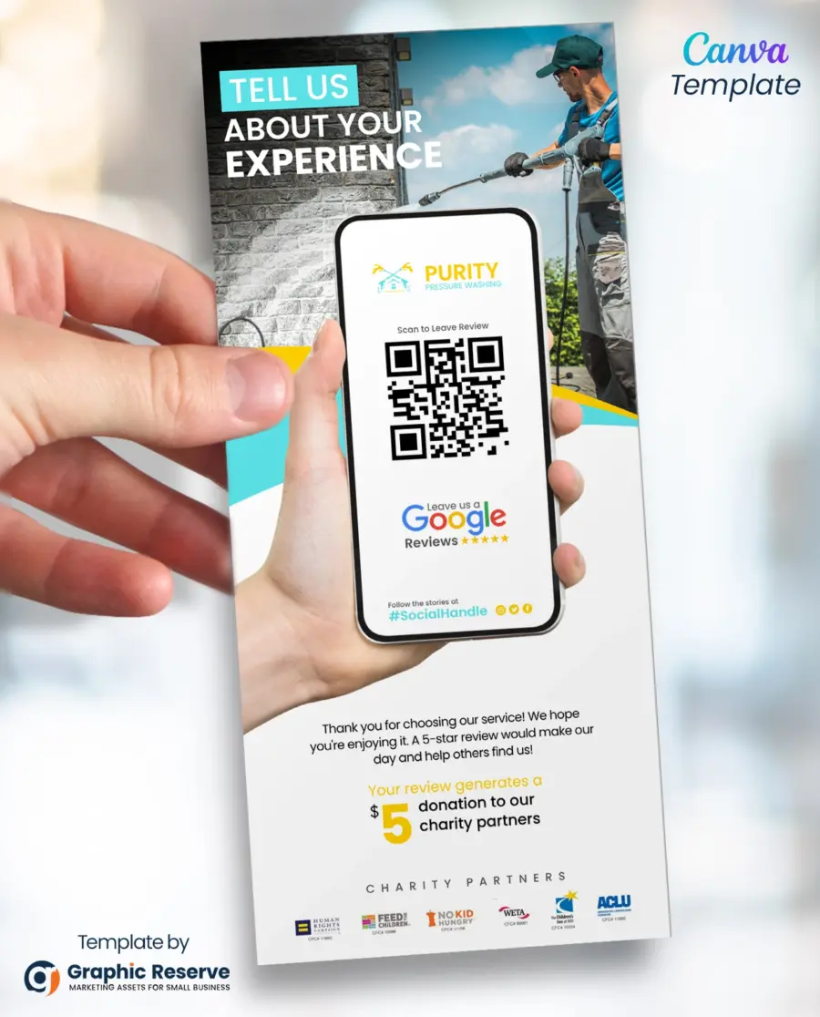 Pressure Washing Google Review Request Flyer & Rack Card Template | Canva Design