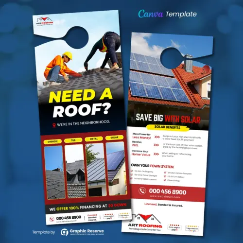 Roofing Business Marketing Door Hanger Canva Template