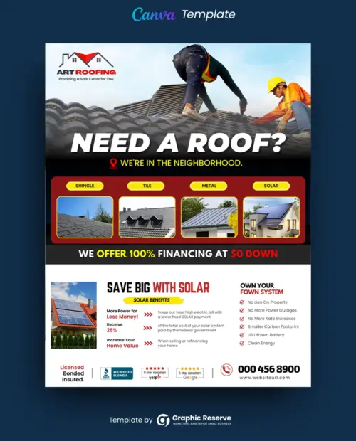 Roofing Leaflet Design Template Canva 1