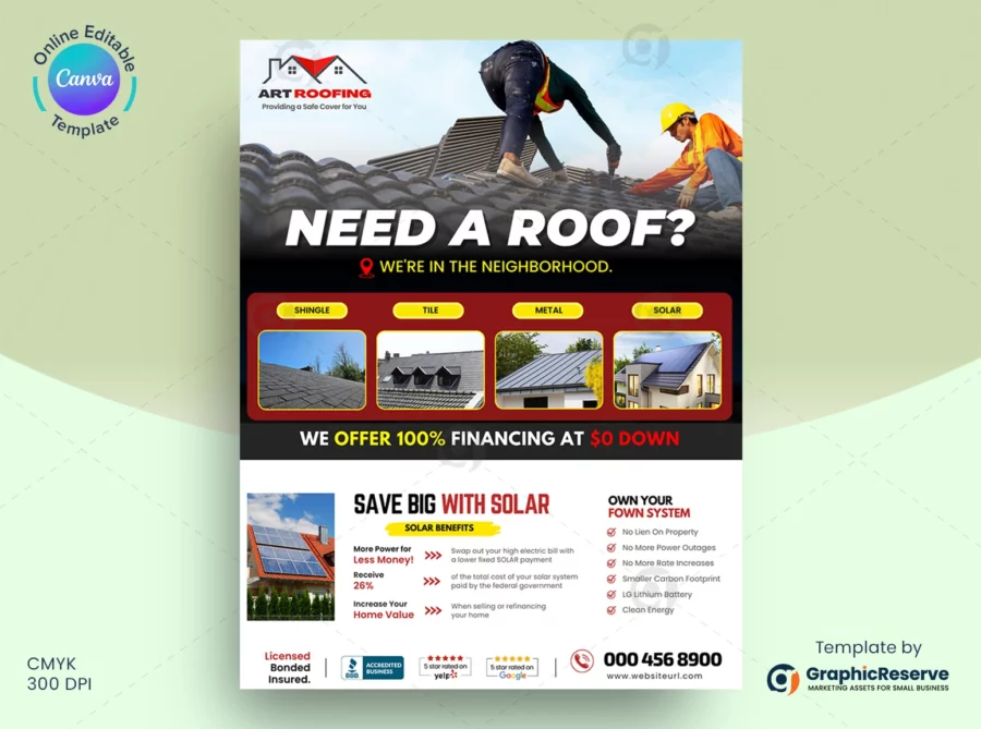 Roofing Leaflet Design Template Canva