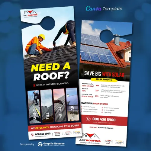 Roofing Service Advertising Door Hanger Template Canva