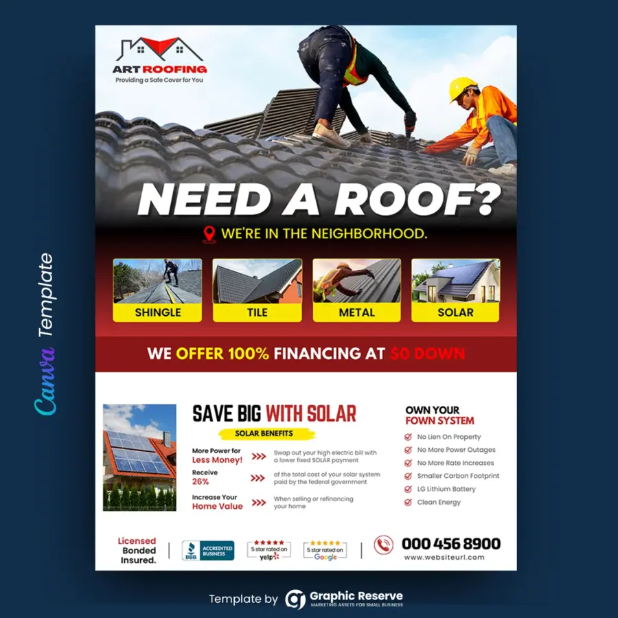 Roofing Service Advertising Flyer Design Template Canva
