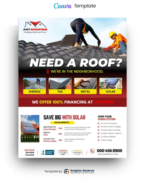 Roofing Service Advertising Flyer Design Template Canva