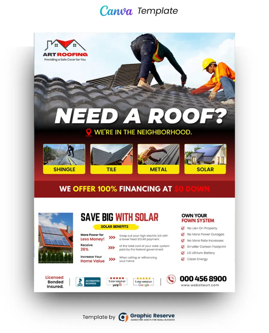 Roofing Service Advertising Flyer Design Template Canva