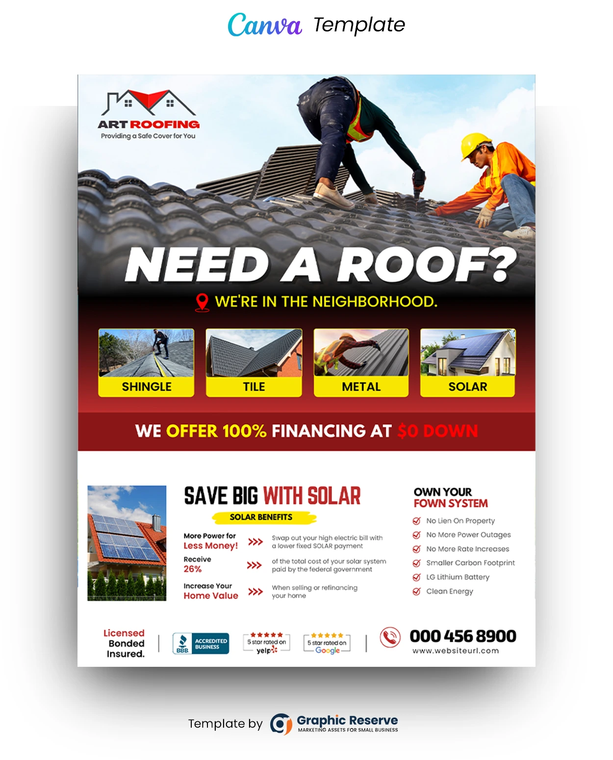 Roofing Service Advertising Flyer Design Template Canva