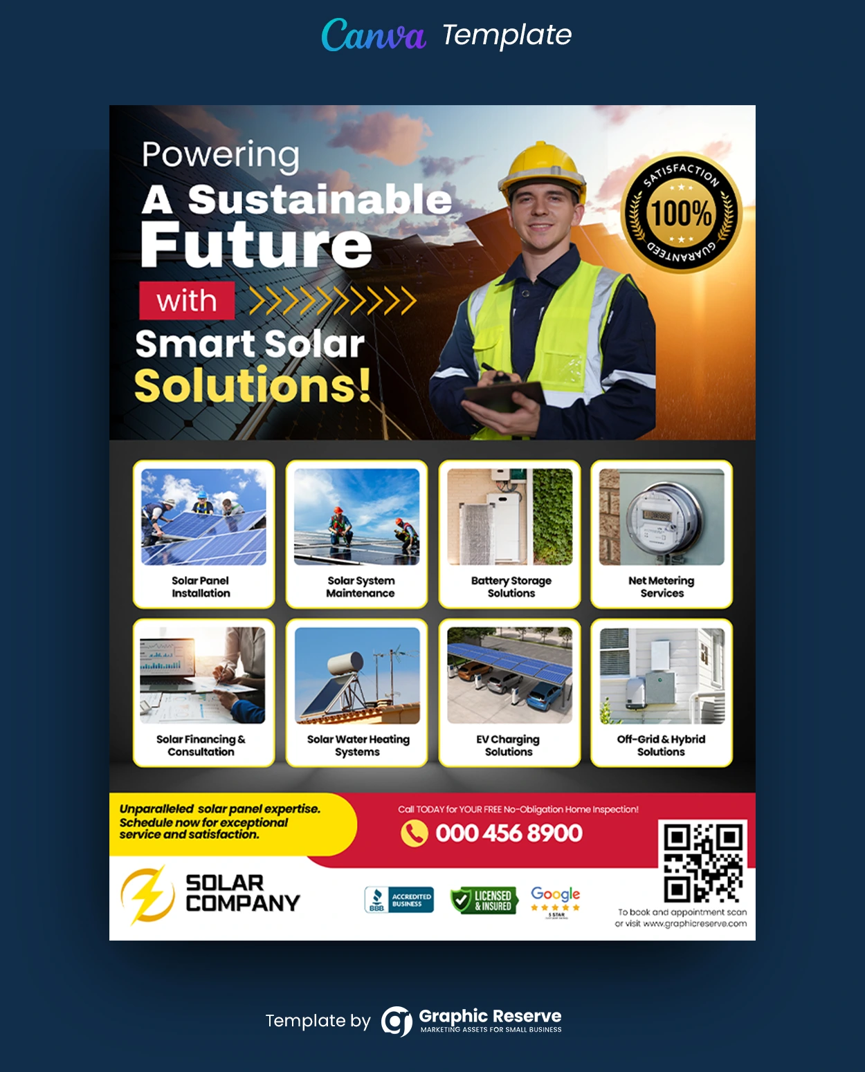 Solar Flyer Template Solar Energy Service Promotion | Online Editable Canva Design