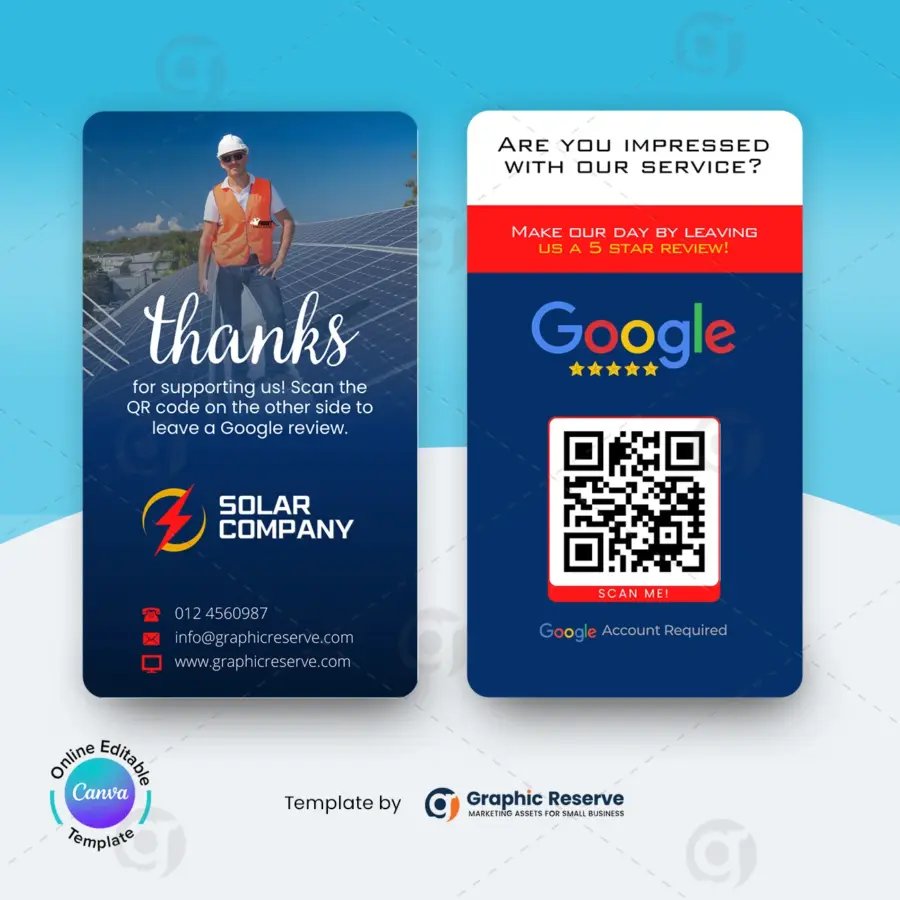 Solar Google Review Request Business Card