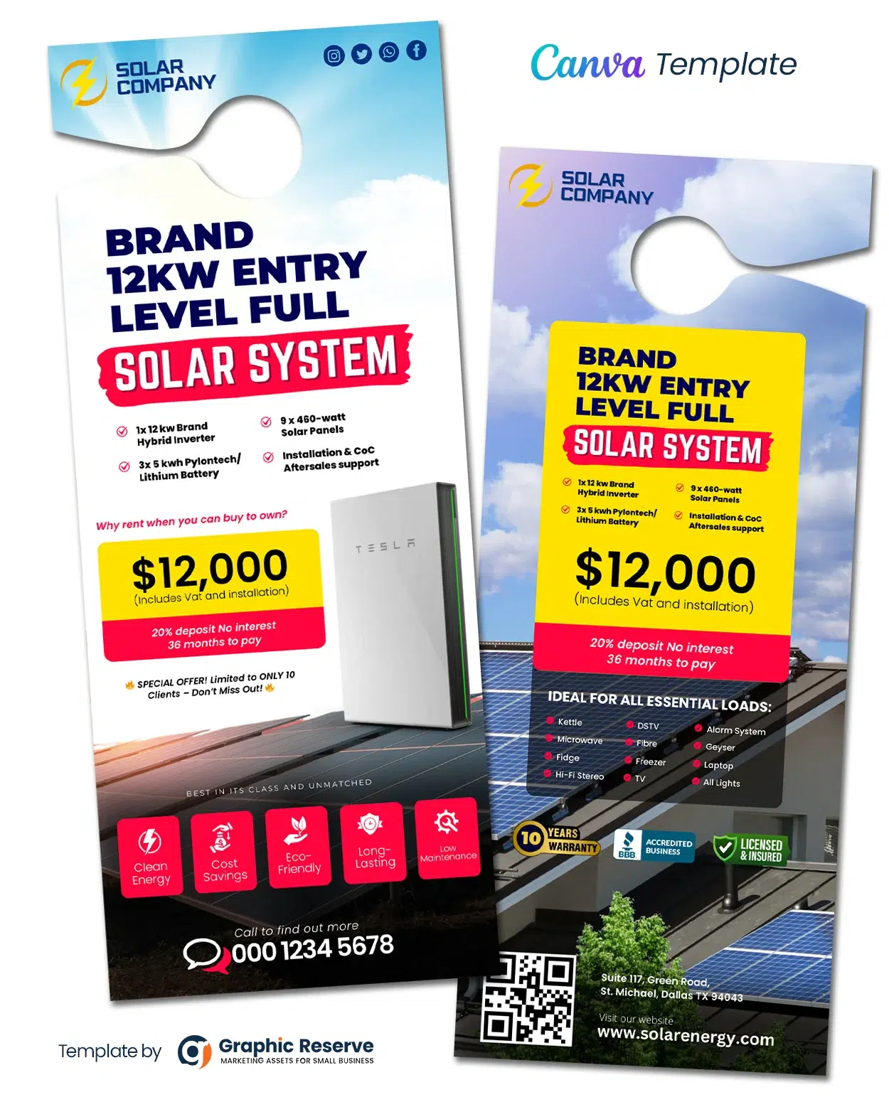 Solar Product Package Pricing Door Hanger Template Canva