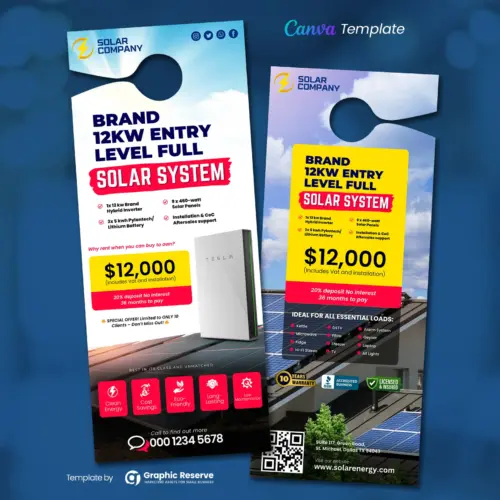 Solar Product Package Pricing Door Hanger Template Canva