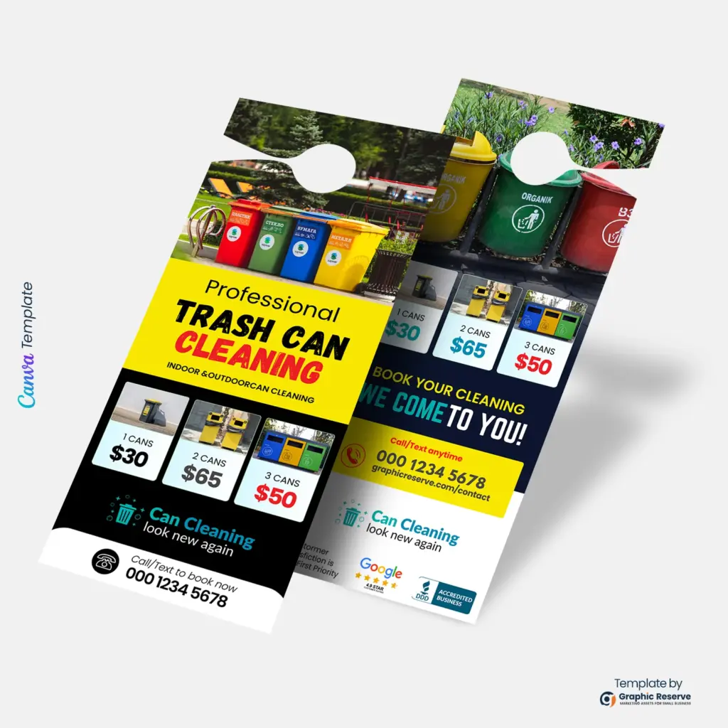 Trash Can Cleaning Door Hanger Service & Pricing Flyer