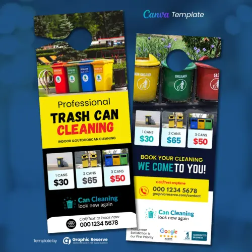 Trash Can Cleaning Service Pricing Door Hanger - Canva Template
