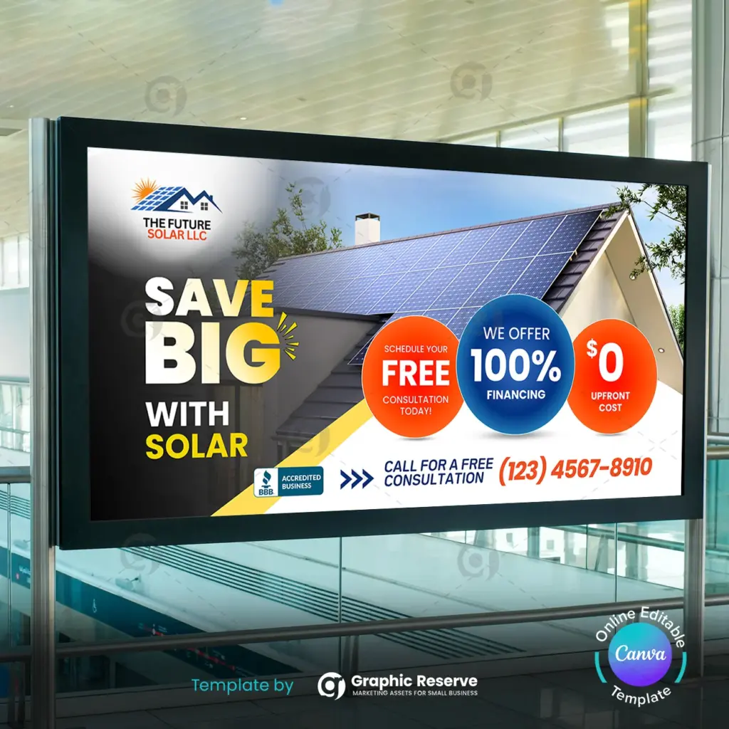 Canva Template for Solar Energy Billboard – DIY Solar Advertising Design – Canva template