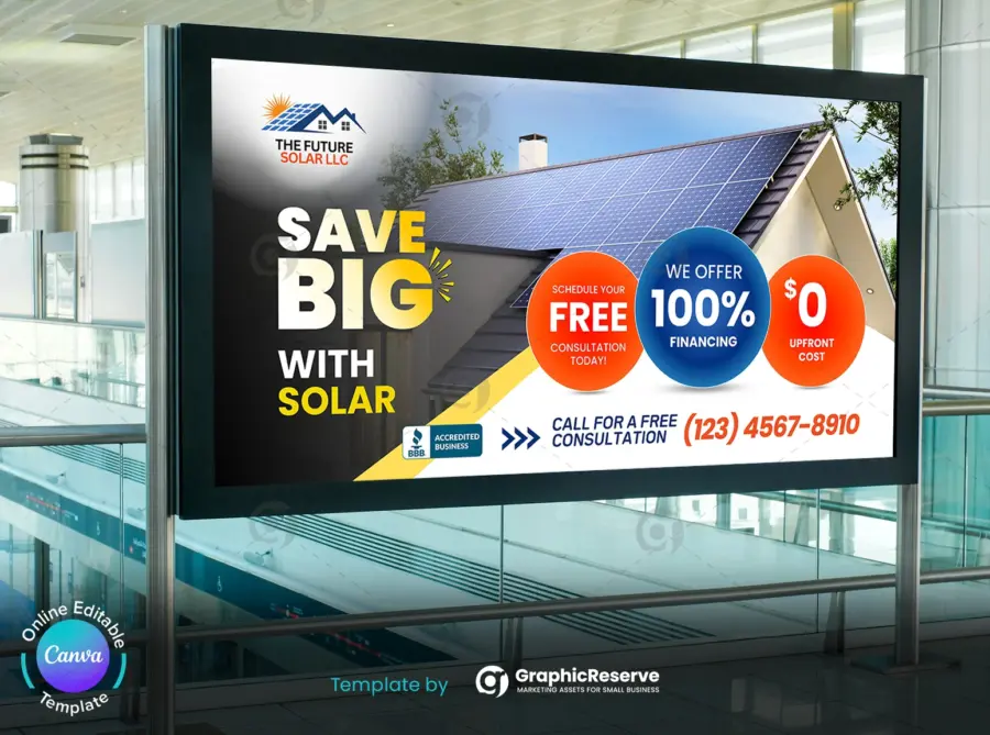 Canva Template for Solar Energy Billboard DIY Solar Advertising Design
