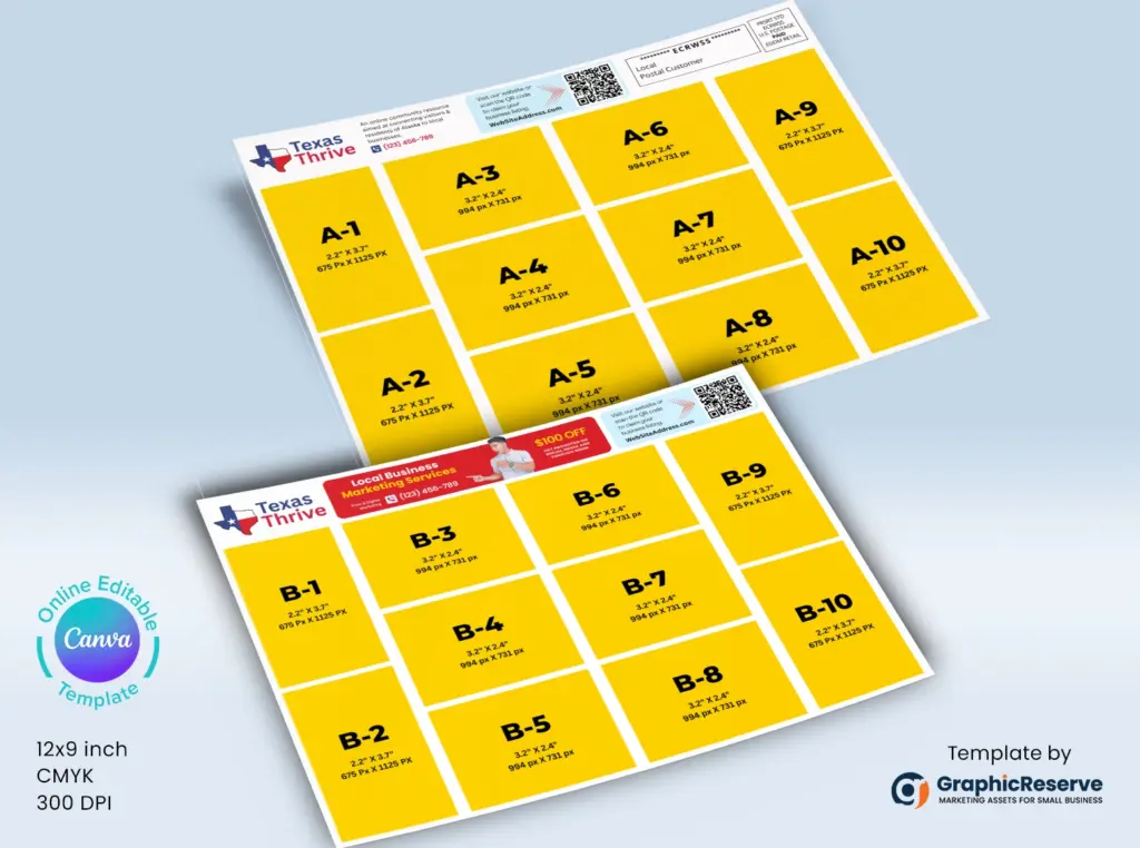 Co opp eddm postcard with ad size layout template