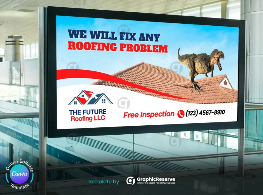 Creative Roofing Billboard Template – Editable Canva Design for Contractors