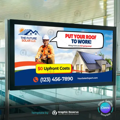Editable Canva Billboard Template for Solar Energy Advertising