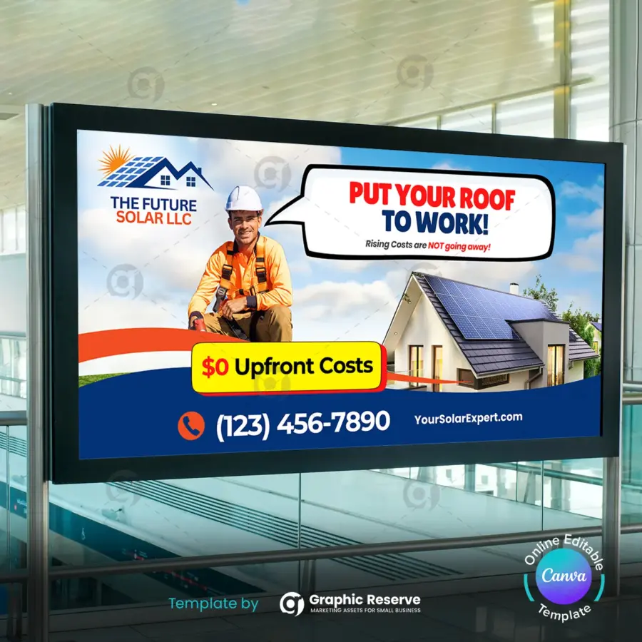 Editable Canva Billboard Template for Solar Energy Advertising