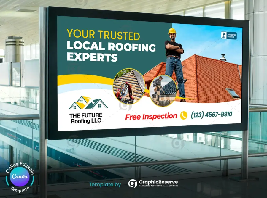 Canva Billboard Template for Roofers – Clean & Bold Roofing Ad Design