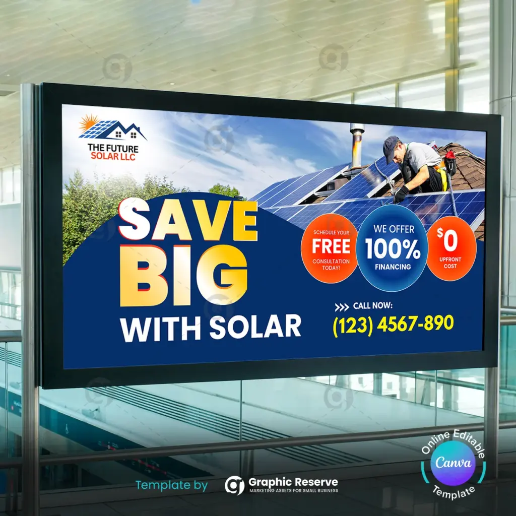 Solar Billboard Design Template – Canva Editable Marketing Banner – Canva template