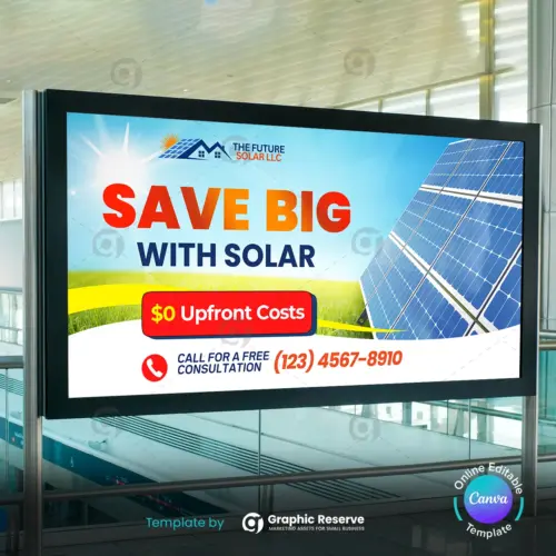 Solar Energy Billboard Template for Canva – Solar Marketing Design