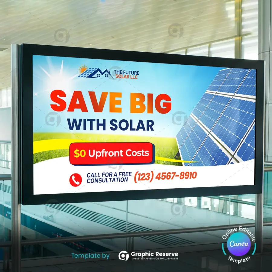 Solar Energy Billboard Template for Canva – Solar Marketing Design