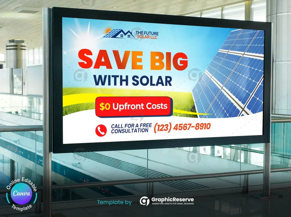 Solar Energy Billboard Template for Canva Printable Solar Marketing Design