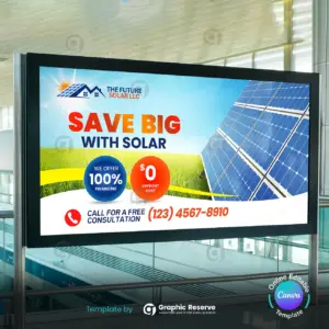 Solar Power Billboard Canva Template – Editable Solar Energy Ad Design – Canva template