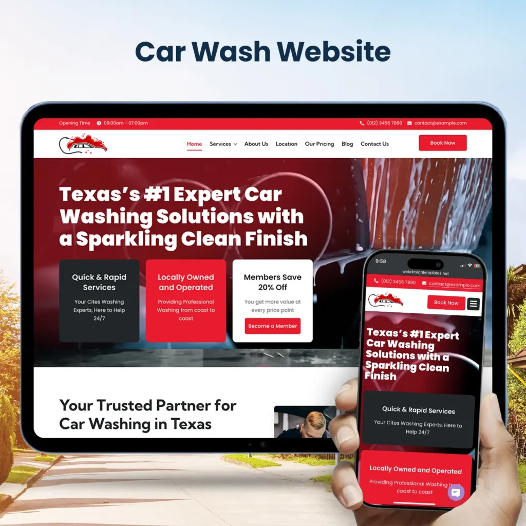 Car Wash Website Design Template for WP & Elementor