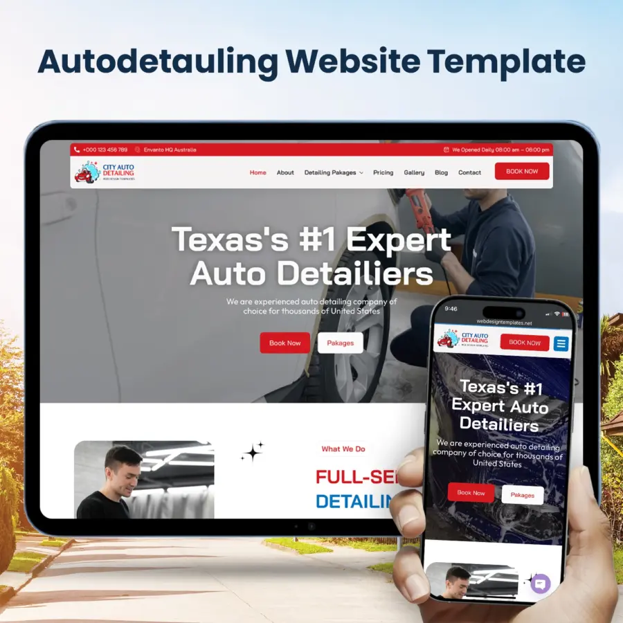 Auto Detailing Website Template – WordPress Drag and Drop Elementor Kit