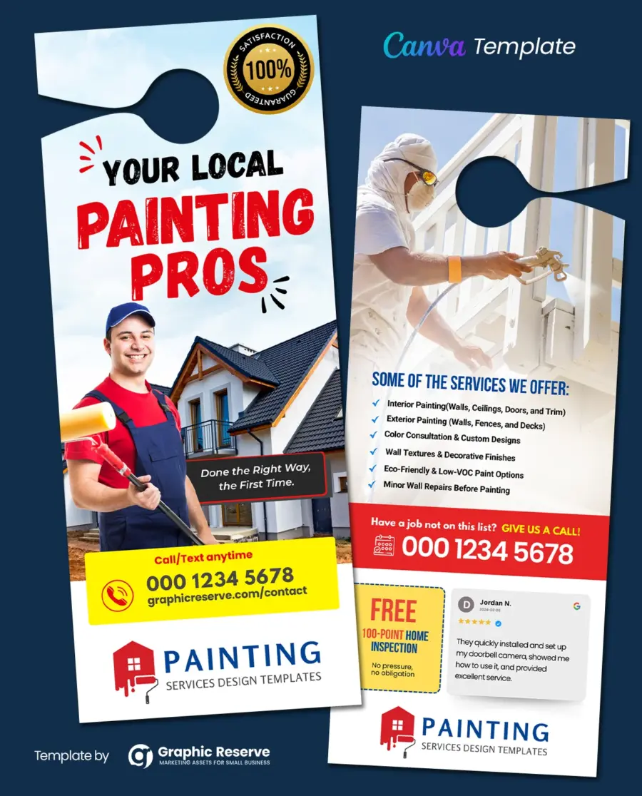 Painting Company Door Hanger Template Canva