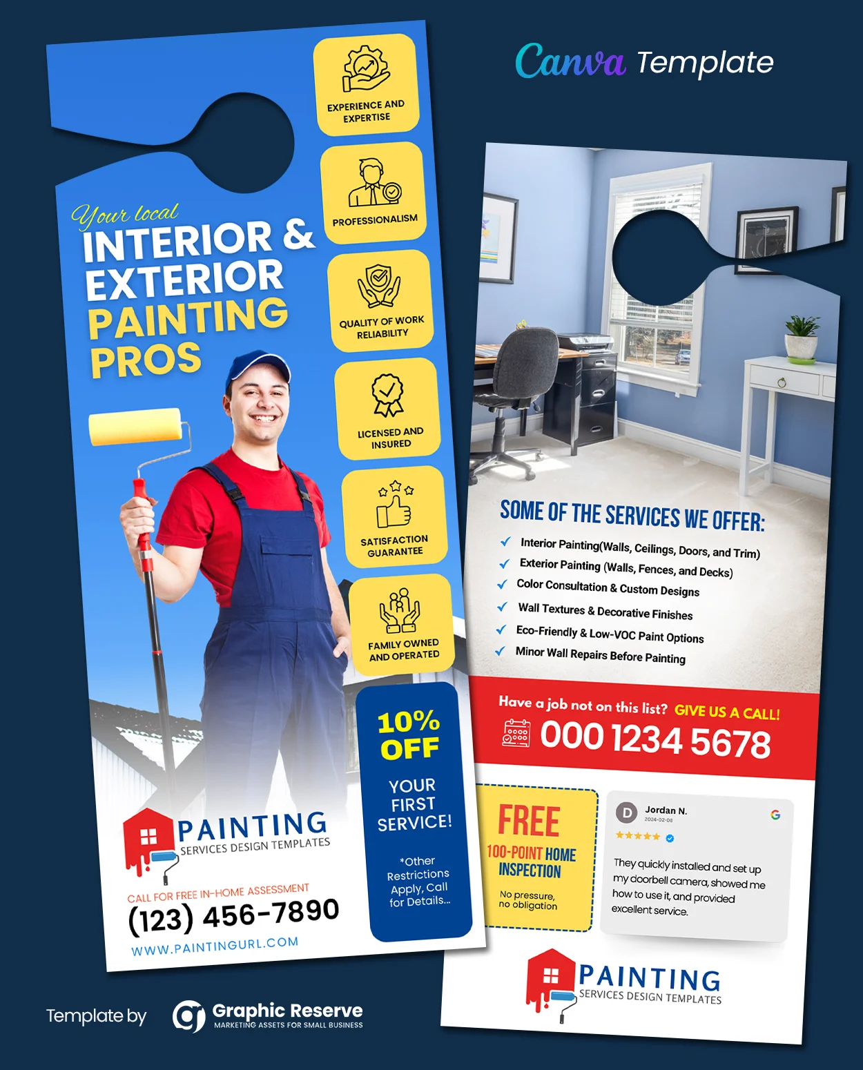 Painting service Door Hanger Design Canva Template