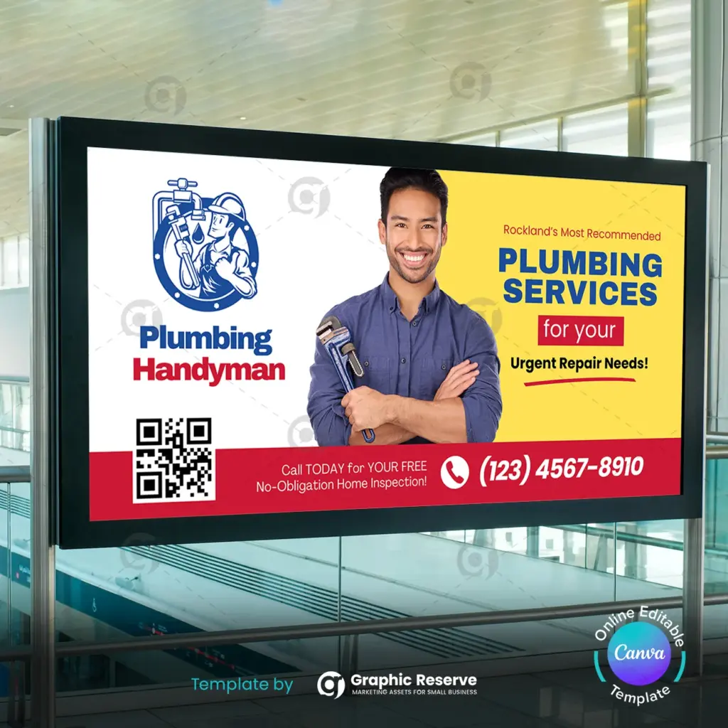 Plumbing Billboard Template - Online Editable Banner Canva Template – Canva template